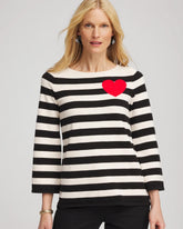 Chico's | Striped V-Day Pullover/ English Cream