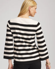 Chico's | Striped V-Day Pullover/ English Cream
