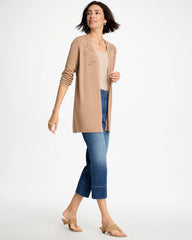 Chico's | Floral Embroidered Cardigan/ Cattail Brown