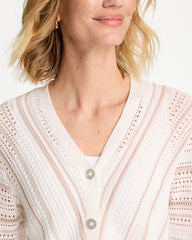 Chico's | Striped Stitchy Cardigan/ Alabaster