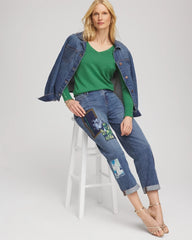 Chico's | Ella V-Neck Pullover Sweater/ Jardin Green