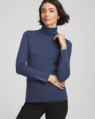 Chico's | Ella Button Cuff Turtleneck Sweater/ Indigo Sky