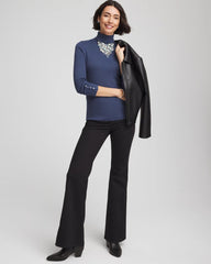 Chico's | Ella Button Cuff Turtleneck Sweater/ Indigo Sky