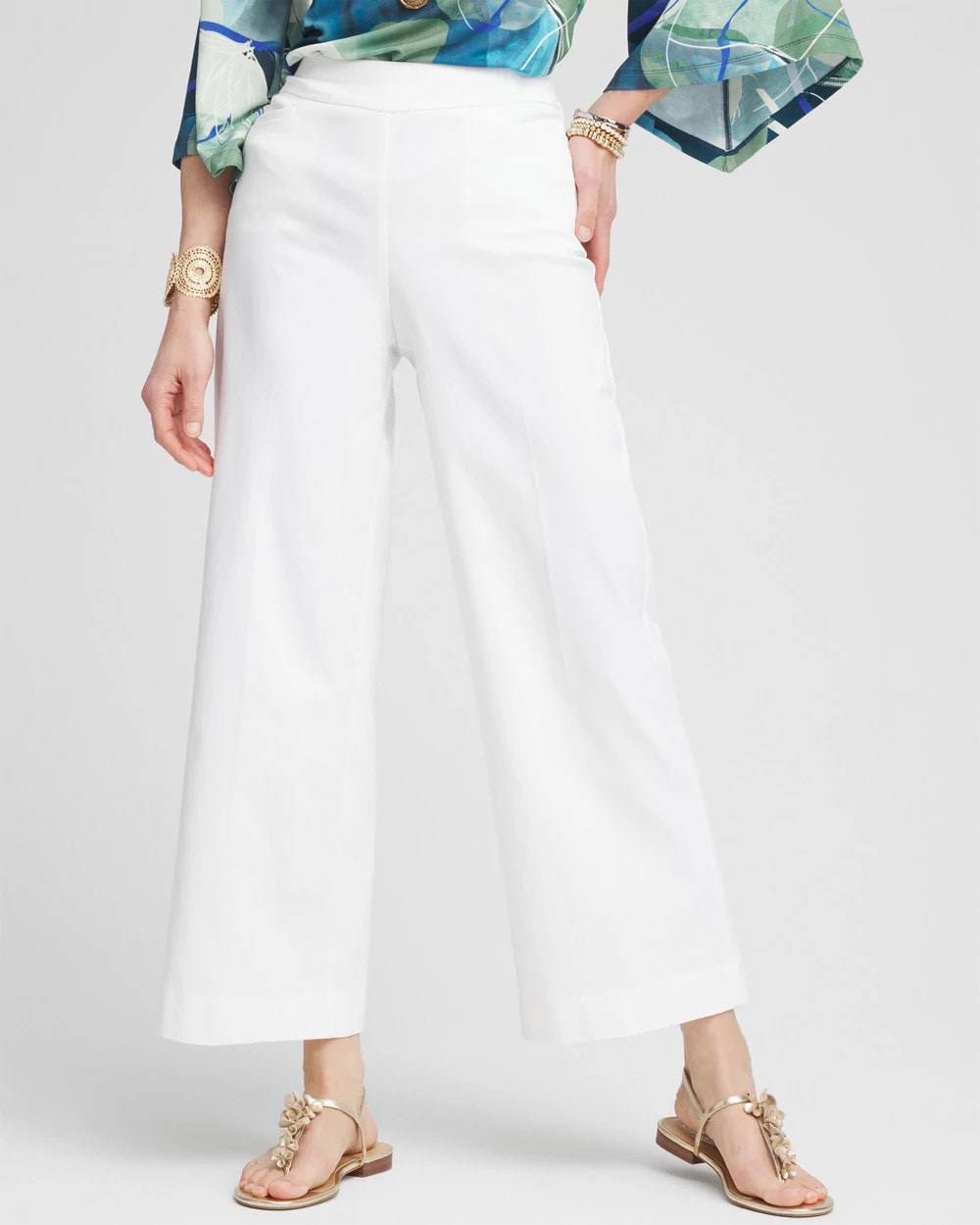 Chico's | Petite Brigitte Wide Leg Cropped Pants/ Alabaster