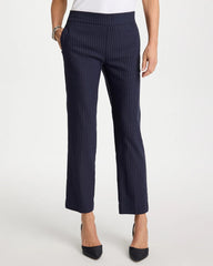 Chico's | Brigitte™ Straight Pinstripe Cropped Pants/ Navy