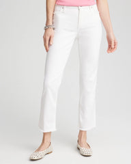Chico's | Girlfriend Frayed Cropped No Stain Jeans/ Alabaster