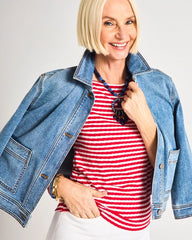 Chico's | Denim Cropped Trucker Jacket/ Sakura Indigo