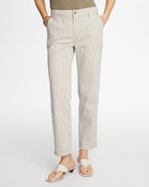 Chico's | Stripe Girlfriend Straight Ankle Jeans/ Lichen