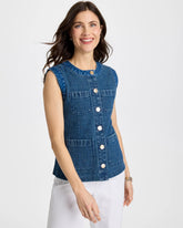 Chico's | Tweed Mixed Denim Vest/ Mist Flower Indigo