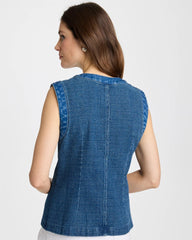 Chico's | Tweed Mixed Denim Vest/ Mist Flower Indigo