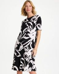 Chico's | Travelers™ Knit New Bloom Day Dress/ Black/White