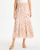 Chico's | Cheetah Pull-On Godet Skirt/ Sweet Blossom