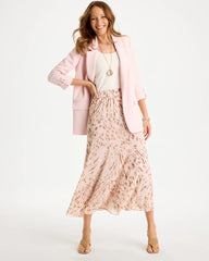 Chico's | Cheetah Pull-On Godet Skirt/ Sweet Blossom