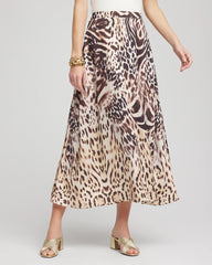Chico's | Animal Bengal Marks Faux Satin Skirt/ Black
