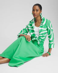 Chico's | Poplin Smocked Waist Skirt/ Grassy Green