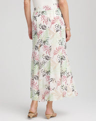 Chico's | Floral Embroidered Crinkle Maxi Skirt/ Ecru