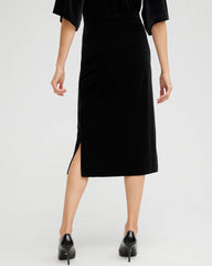 Chico's | Travelers™ Velvet Midi Skirt/ Travelers Black