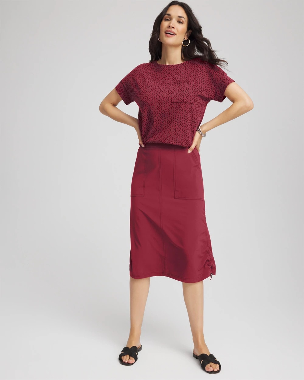 Chico's | Zenergy® UPF Bungee-Hem Pull-On Skirt/ Russet Red