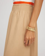 Chico's | Smocked Pull-On Midi Skirt/ Cafe Aroma