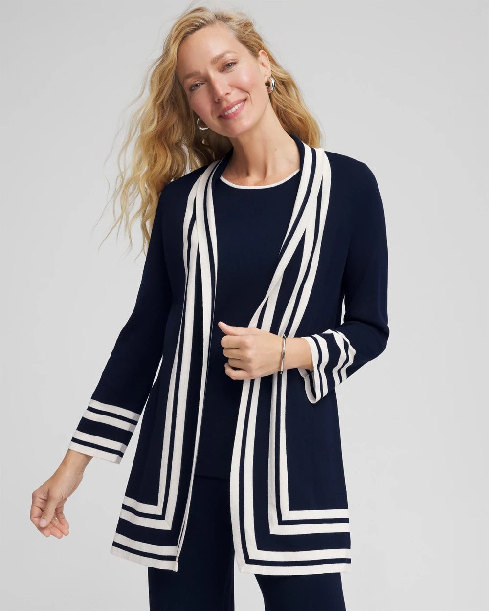 Chico's | Travelers™ Contrast Border Cardigan/ Travelers India Ink