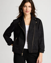 Chico's | Embossed Knit Moto Jacket/ Black