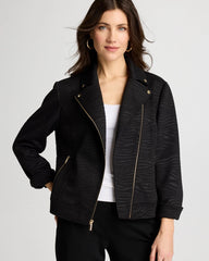 Chico's | Embossed Knit Moto Jacket/ Black