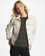 Chico's | Faux Leather Trucker Jacket/ White Truffle