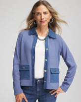 Chico's | Denim Colorblock Marl Shirt Jacket/ Blue Lotus