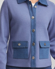 Chico's | Denim Colorblock Marl Shirt Jacket/ Blue Lotus
