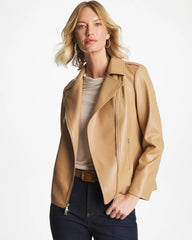 Chico's | Faux Leather Moto Jacket/ Creme Coffee