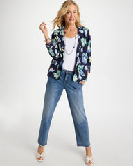 Chico's | Printed Slub Knit Blazer/ Passport Blue