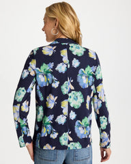 Chico's | Printed Slub Knit Blazer/ Passport Blue
