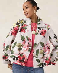 Chico's | Cotton-Stretch Floral Trench Coat/ Smokey Taupe