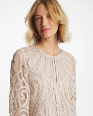 Chico's | Travelers™ Short Embroidered Lace Jacket/ Smokey Taupe