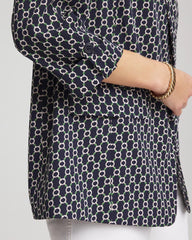 Chico's | Printed Soft Crepe Blazer/ Passport Blue