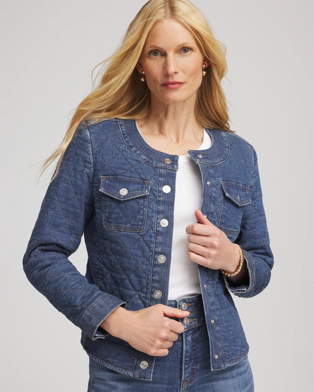 Chico's | Quilted Denim Jacket/ Wilma Indigo