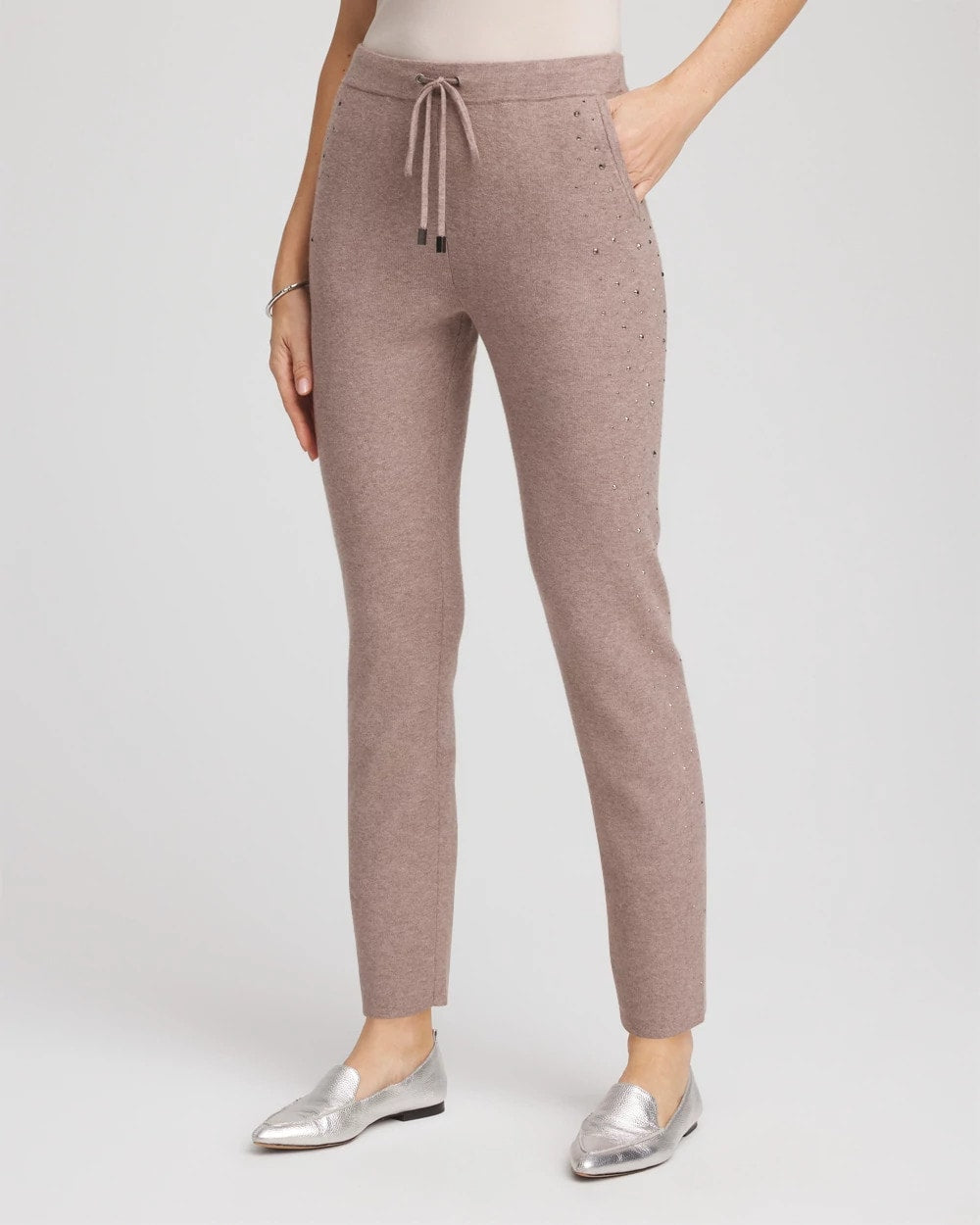 Chico's | Zenergy® Luxe Rhinestone Ankle Pants/ Taupe Heather