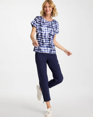 Chico's | Zenergy® Tie-Dye Scoop-Neck Tee/ Passport Blue