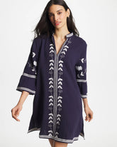 Chico's | Woven Embroidered Swim Cover-Up/ Passport Blue