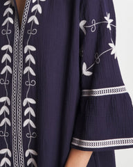 Chico's | Woven Embroidered Swim Cover-Up/ Passport Blue
