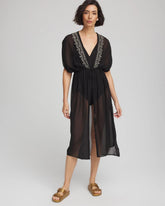 Chico's | Miraclesuit® Beach Embroidered Long Kimono/ Black