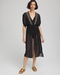Chico's | Miraclesuit® Beach Embroidered Long Kimono/ Black