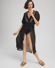 Chico's | Miraclesuit® Beach Embroidered Long Kimono/ Black
