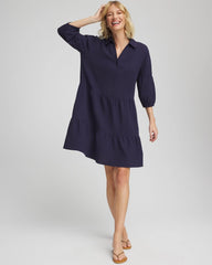 Chico's | Woven Tiered Swim Cover-Up Dress/ Passport Blue