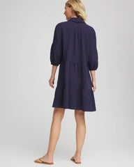 Chico's | Woven Tiered Swim Cover-Up Dress/ Passport Blue