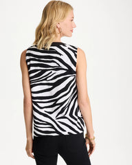 Chico's | Zebra Cotton-Stretch Notch Neck Tank/ Black