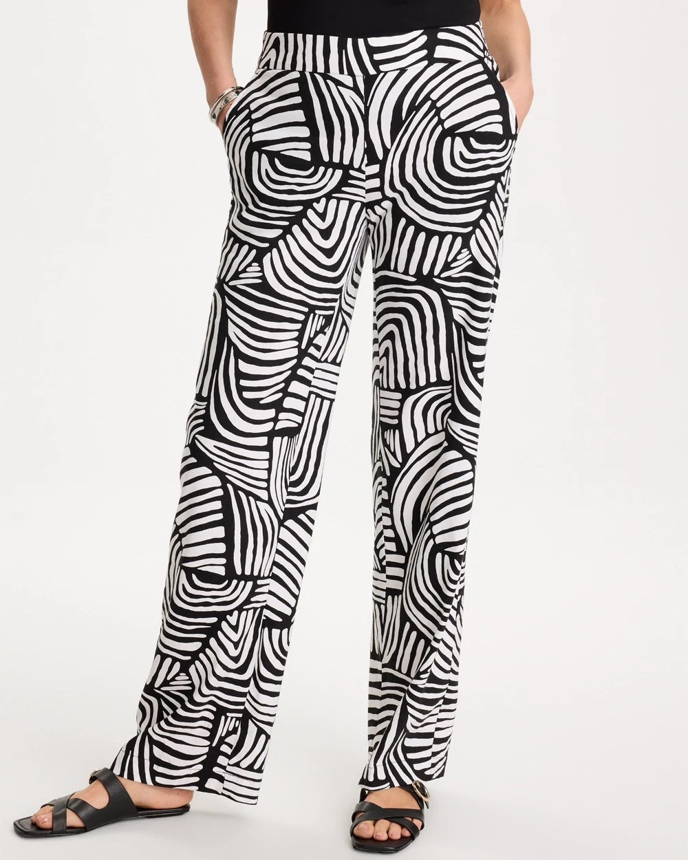 Chico's | Geo Pull-On Wide-Leg Linen Pants/ Alabaster