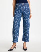 Chico's | Girlfriend Wide Floral Crop Jean/ Indigo