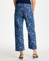 Chico's | Girlfriend Wide Floral Crop Jean/ Indigo