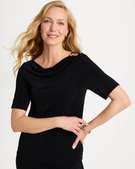 Chico's | Travelers™ Jewelry Detail Top/ Travelers Black